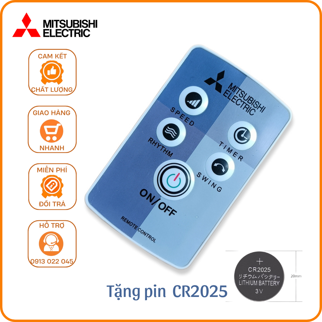Điều khiển quạt Mitsubishi hàng loại tốt (Đã có pin)