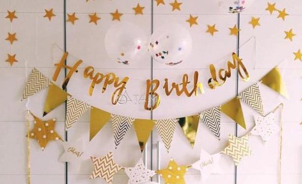 DÂY CHỮ HAPPY BIRTHDAY ÉP KIM KIỂU MỚI TRANG TRÍ SINH NHẬT PARTY