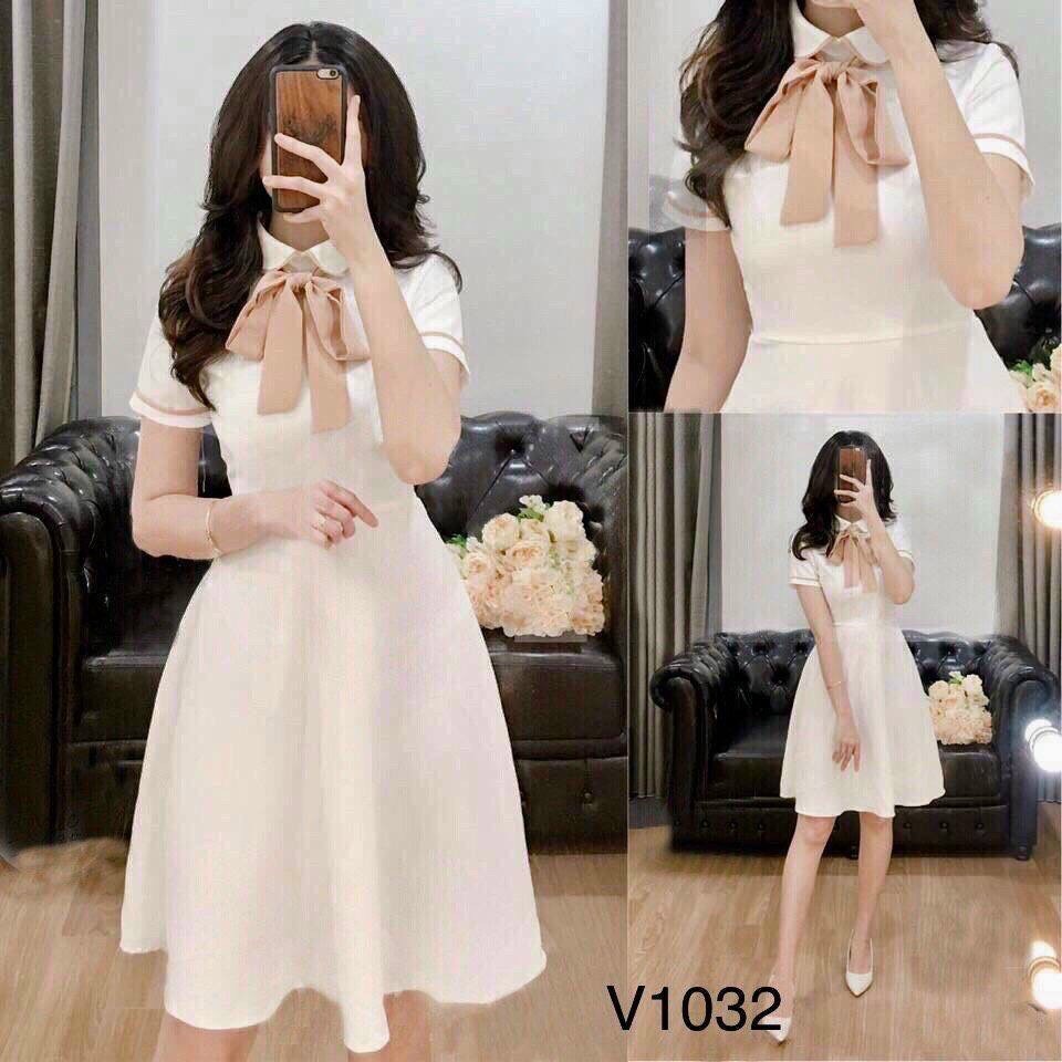 [HCM]Đầm tiểu thư nơ cổ dễ thương thời trang nữ cao cấp