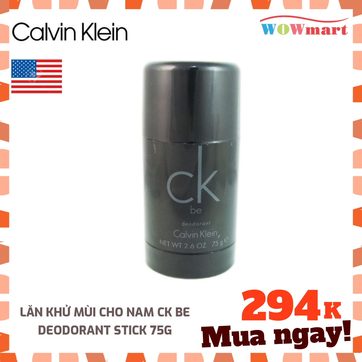 Lăn khử mùi cho nam CK Be Deodorant Stick 75g - [MỸ]