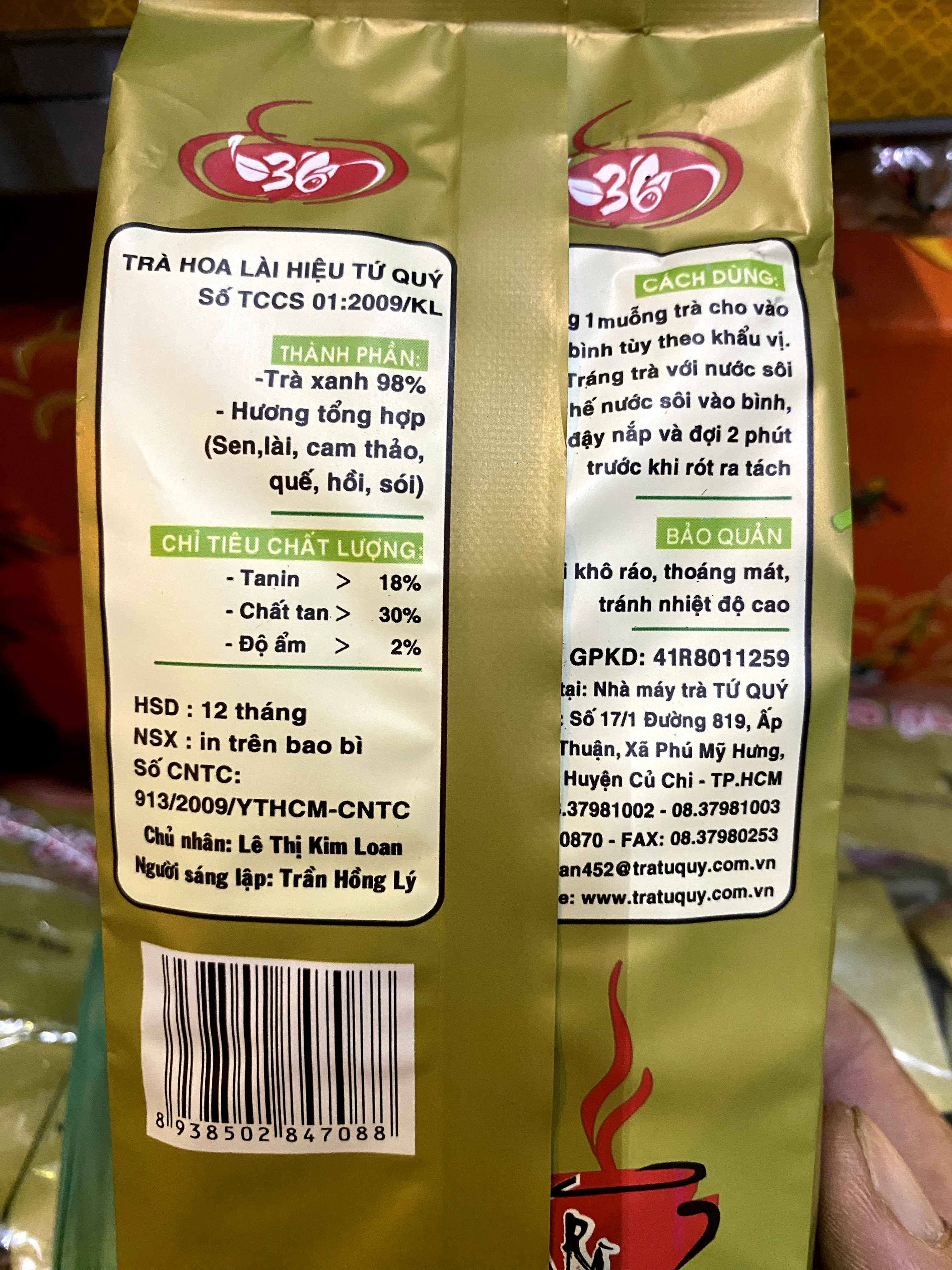 Trà Tứ Quý Hoa Lài Không đường 100gr gói