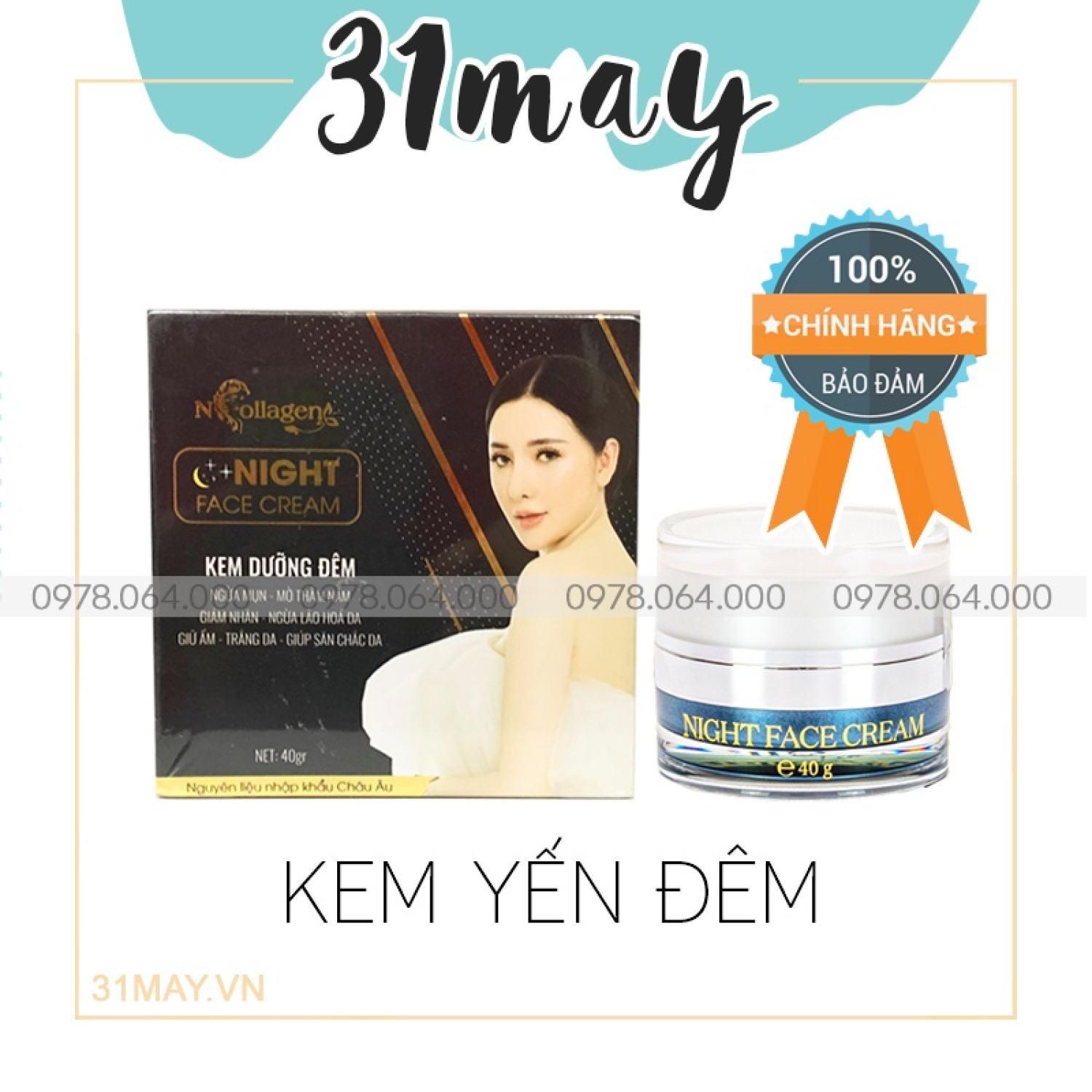Kem face yến n collagen ban đêm chính hãng 40gr