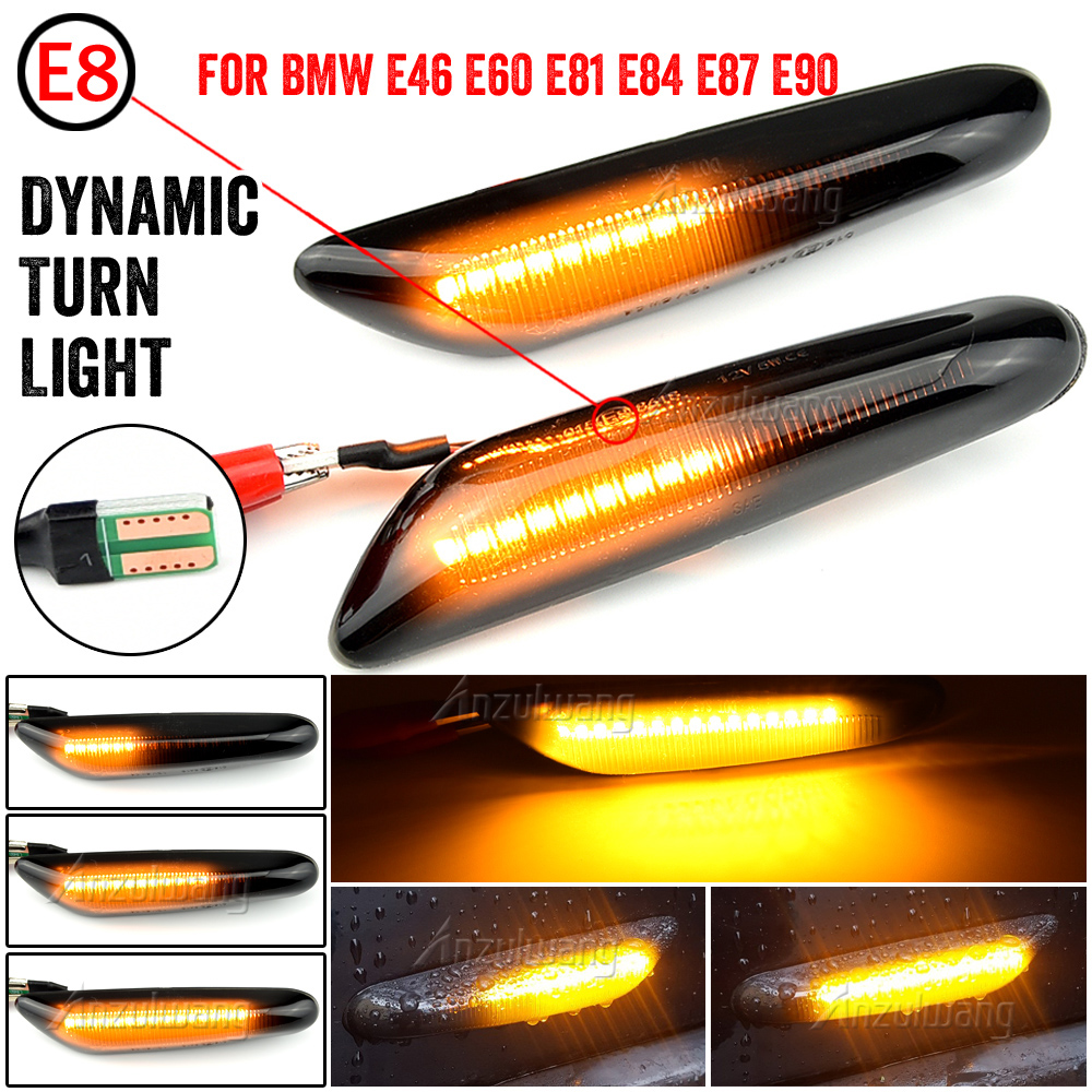 Năng động chảy tuần tự dẫn bên đánh dấu ánh sáng đèn rõ ràng cho BMW E46 E60 E61 E81 E82 e83 e84 e87 E90 E91 E92 e93