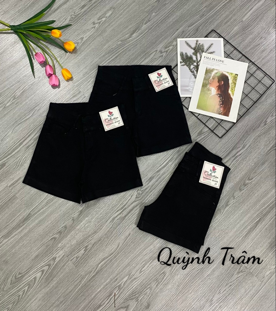 [35-67kg] shorts women jeans elasticity ảnh real black back ultra high 2 photo button real