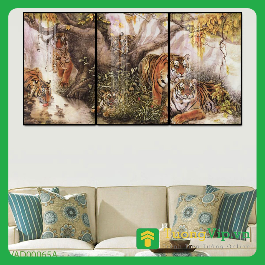 Tranh Laminate Tráng Gương - Tranh Treo Phòng Khách Gia Đình Hổ