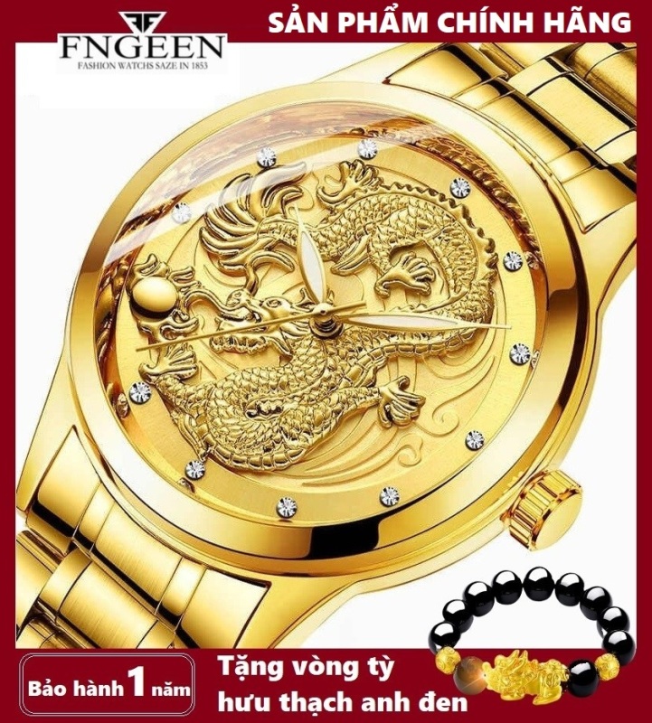 (XẢ KHO NGÀY CUỐI - Tặng Pin thay thế trị giá 50k & vòng tỳ hưu thạch anh đen phong thuỷ) Đồng Hồ Nam FNGEEN Mặt Rồng 3D Sang Trọng Và Cá Tính