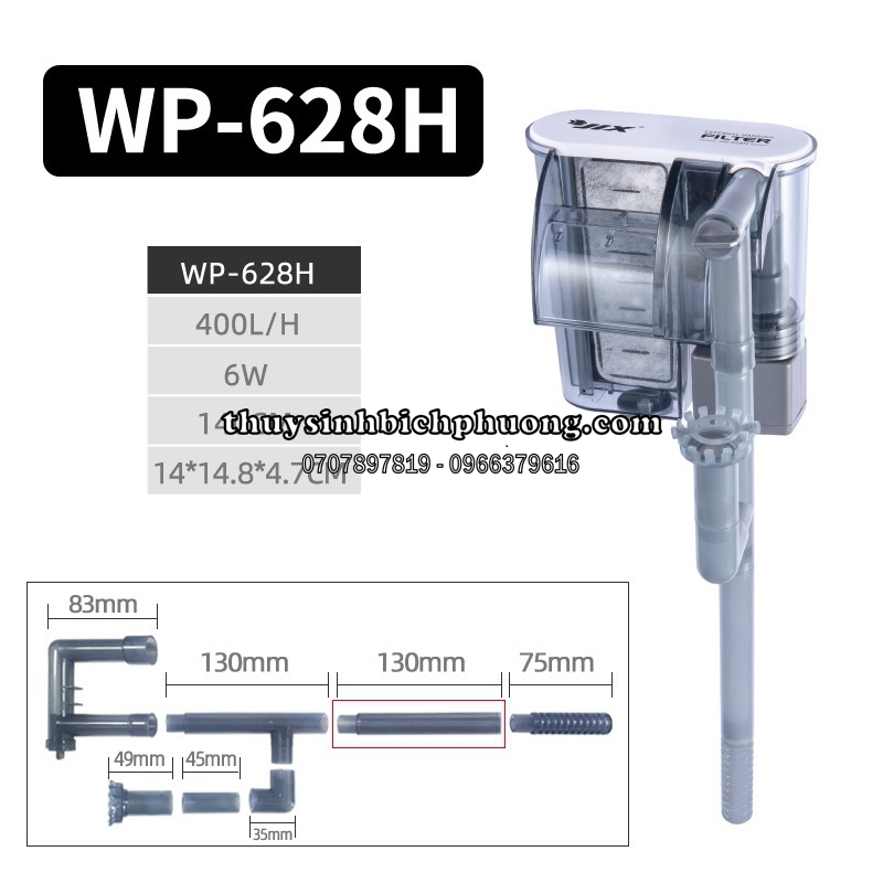 Lọc Thác Sobo WP-618H, WP-628H, WP-638H Cho Bể Cá Cảnh (Lọc thác cao cấp mini có hút mặt, chạy êm)