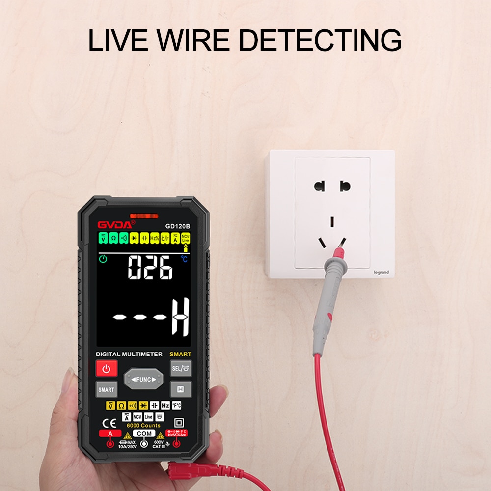 GVDA Smart Multimeter Auto Range True RMS NCV DC AC Tester Automatic Voltmeter Temperature Measure Digital Multi-Meter