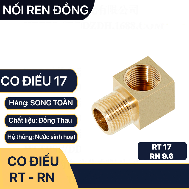 Co Ren Trong Ren Ngoài 3/8(17), Co Điếu Nối Ren Trong Ren Ngoài 9.6 13 17 Đồng Thau