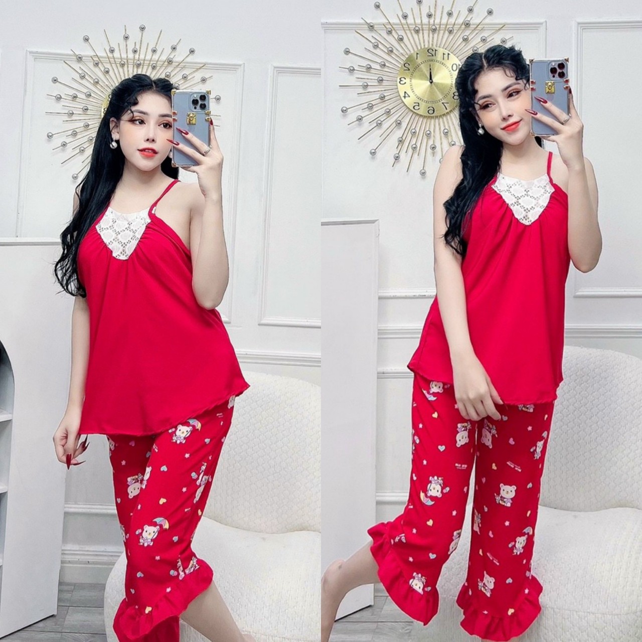 Set đồ bộ nữ lửng bèo lụa hàn từ 40kg đến 58kg -cam kết hình thật