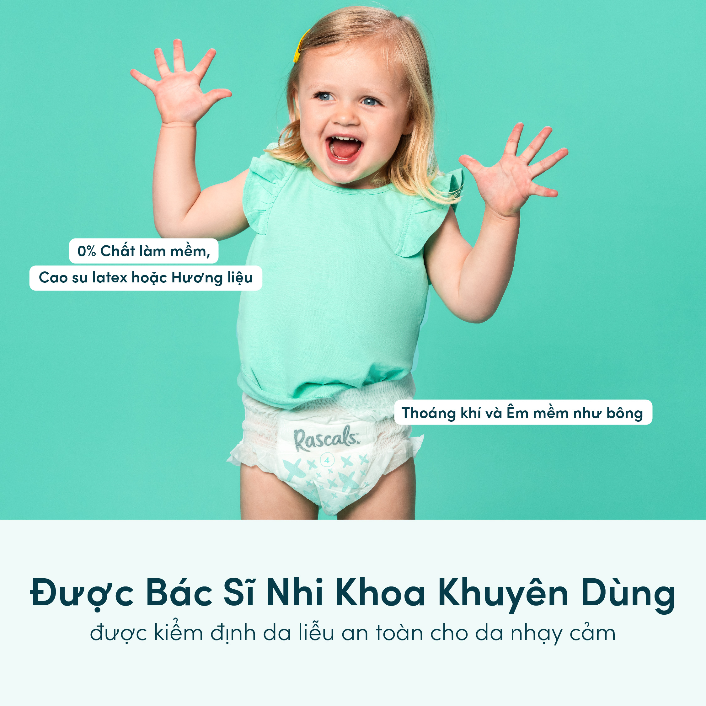 Tã/Bỉm Quần Rascals Size M (6-11kg) 58 miếng