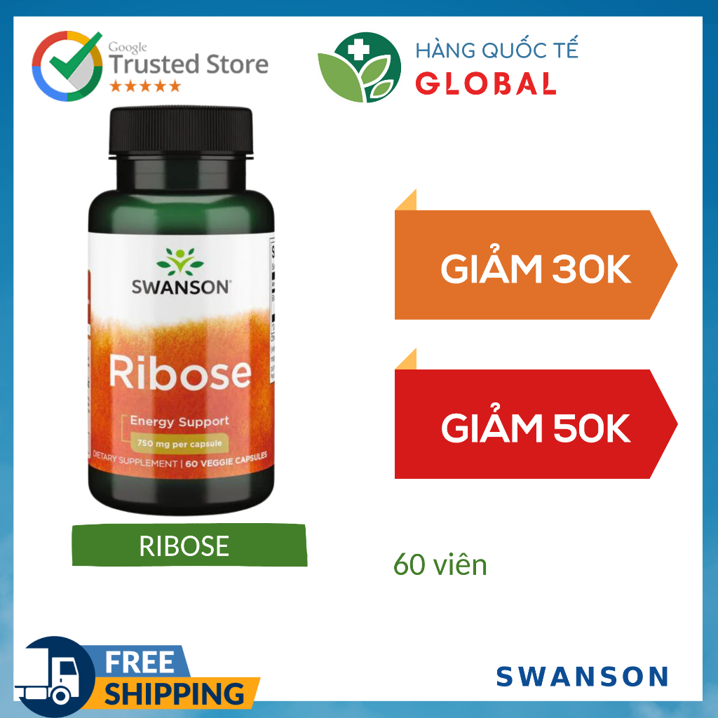 Swanson ribose, 60 tablets, supports providing energy to the body