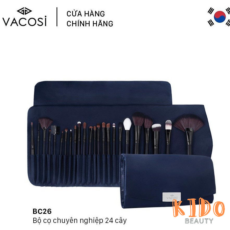 Vacosi 24 PCs professional cosmetic brush set with Dacron bag brush/blusher eye shadow brush viscose small shader brush