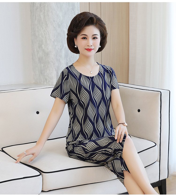 Bộ thun lạnh trung niên họa tiết