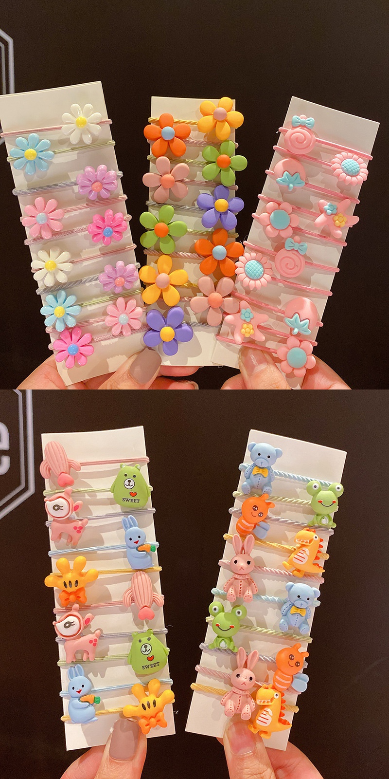 Set 10 Dây Buộc Tóc Hoạt Hình Dễ Thương Cho Mẹ Và Bé