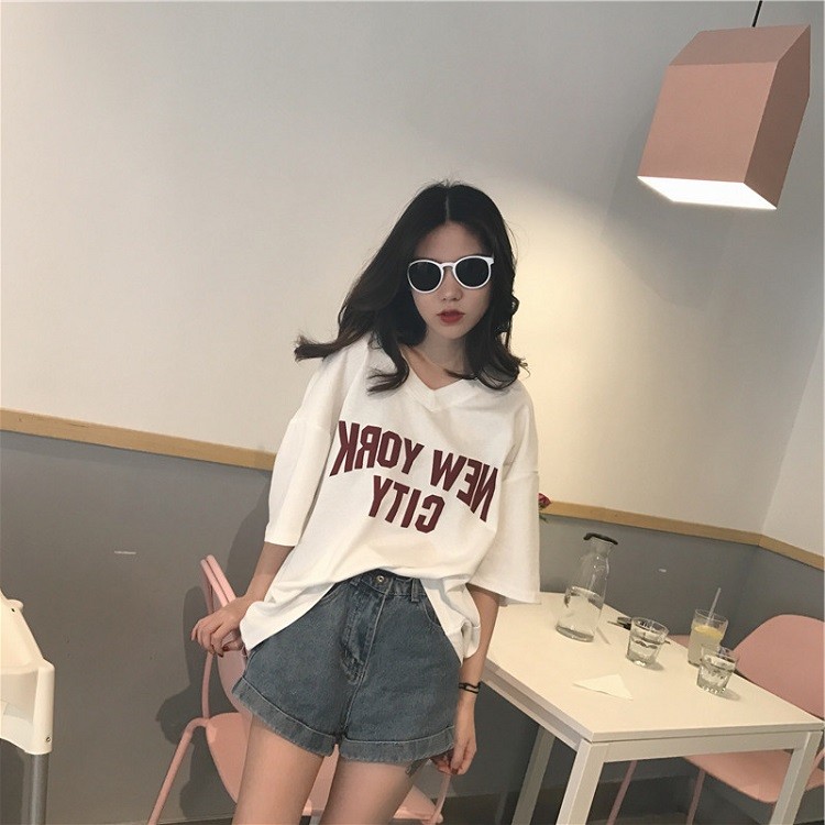 [HCM]ÁO THUN NỮ CỔ TIM NEWYORK CITY
