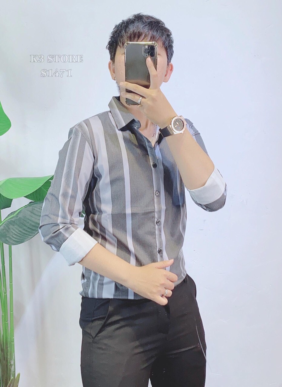 [HCM]ÁO SOMI NAM SỌC CHẤT LỤA MẪU MỚI BINSTORE94 MS830