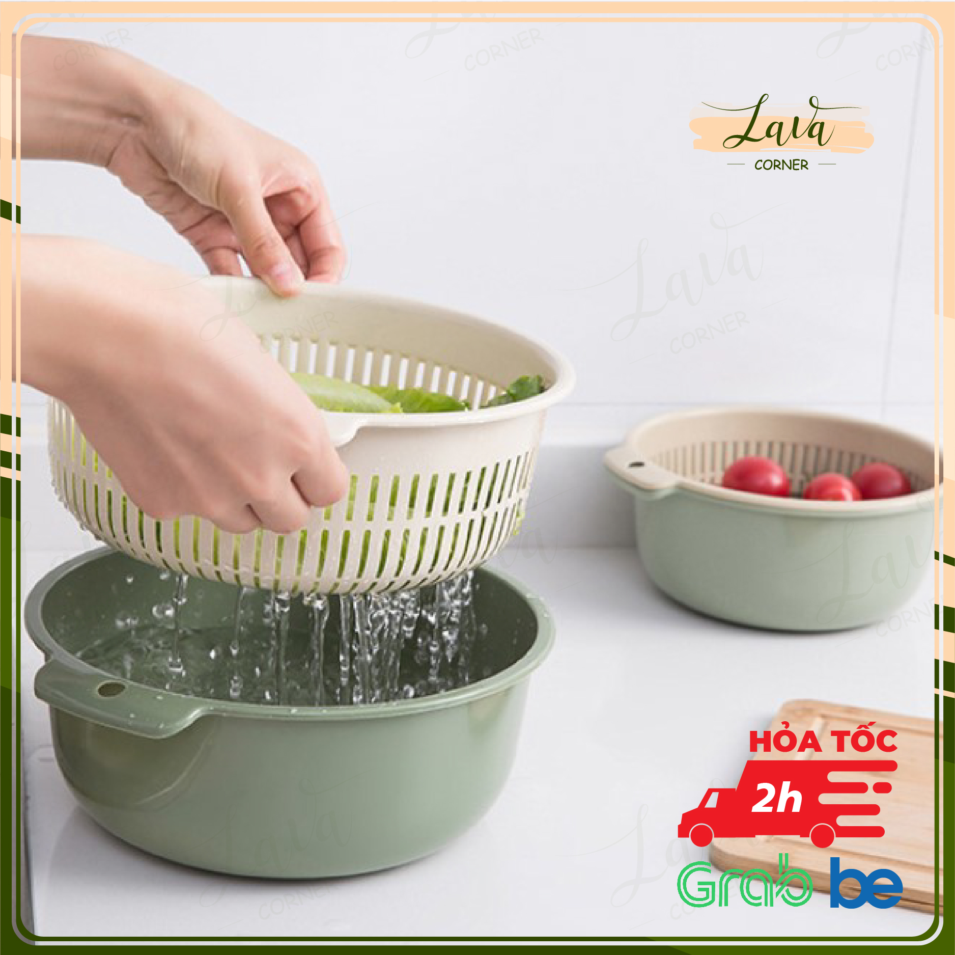 Rổ Nhựa Tròn 2 Lớp Đựng Thực Phẩm