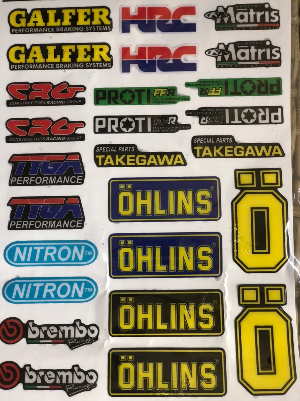 Tấm Tem Nổi Galfer, HRC, Matris, Ohlins, Nitron, CRG
