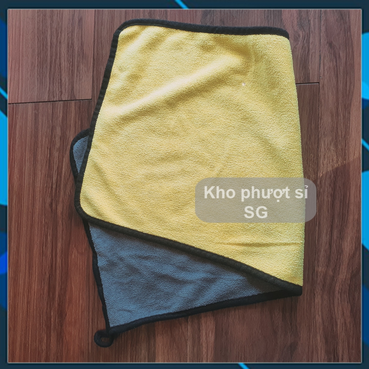 Khăn rửa xe vàng - xám size lớn 60x30cm rủa xe máy - ôtô lông mịn chống xước