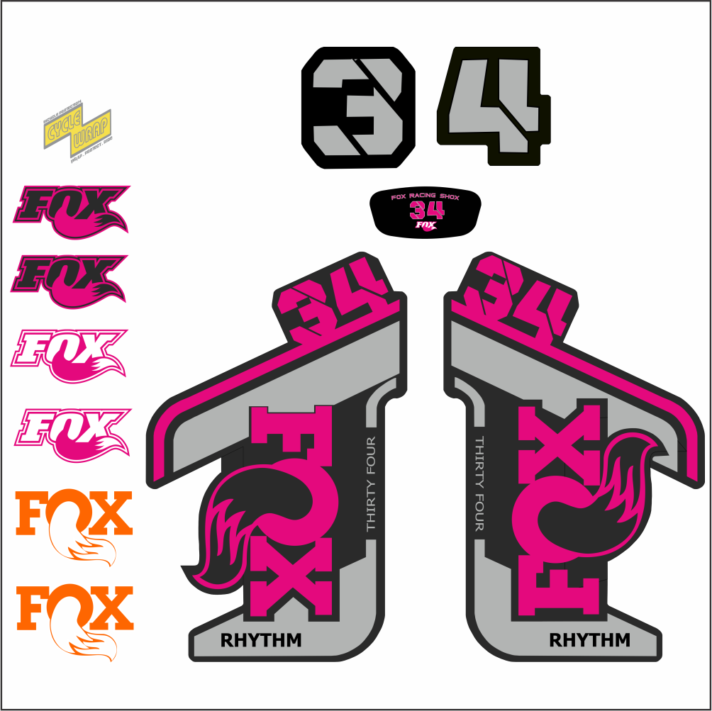 Tem decal dán phuộc xe đạp FOX Rhythm 34 2021
