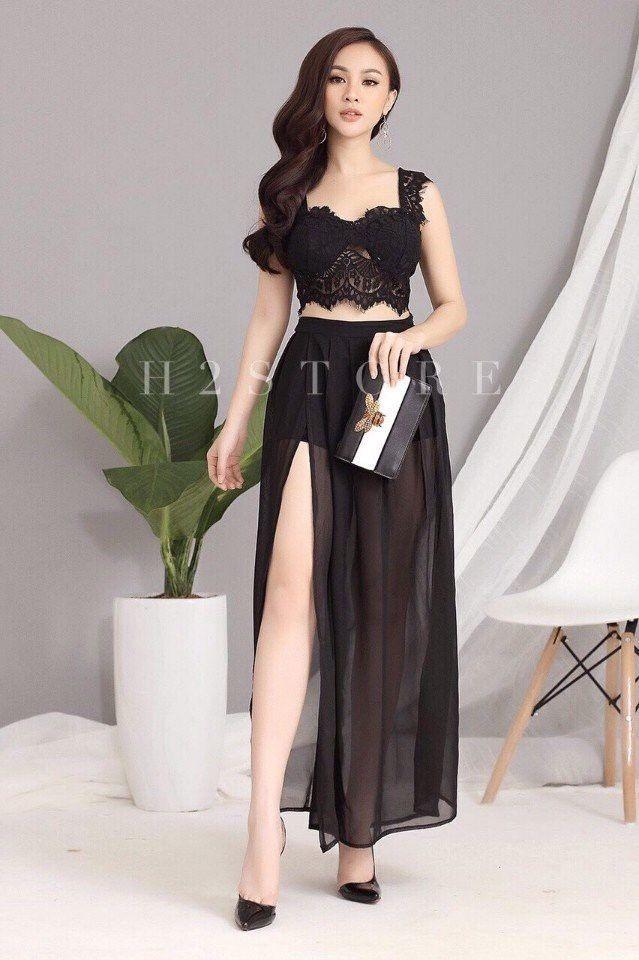 CHÂN VÁY VOAN XẺ TÀ KÈM QUẦN