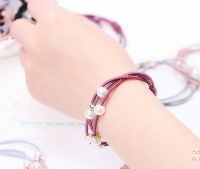 Dây cột tóc ngọc trai Handmade