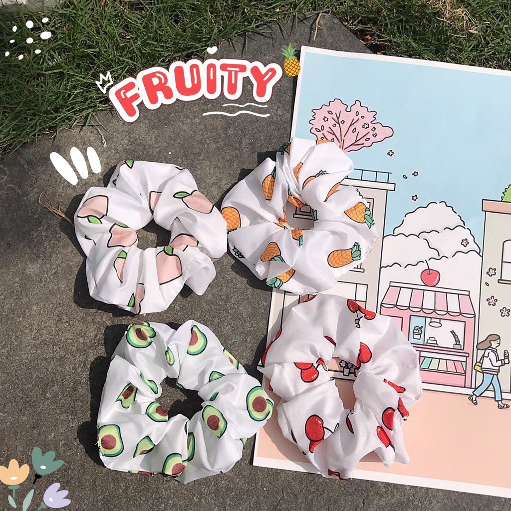 [ATKSHOP] Cột tóc voan scrunchies trái cây