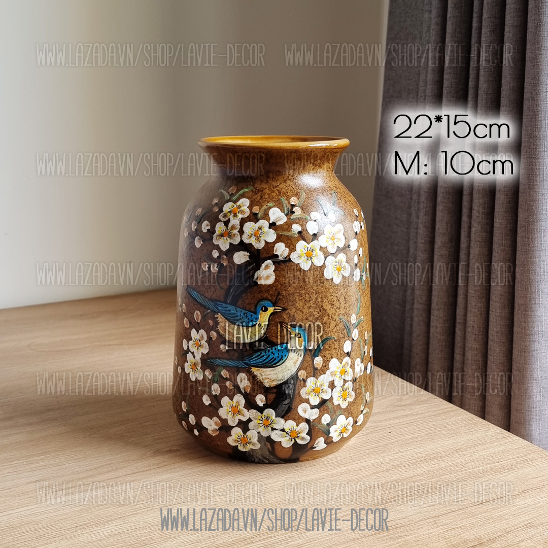 Lọ hoa gốm sứ vẽ thủ công Bát Tràng