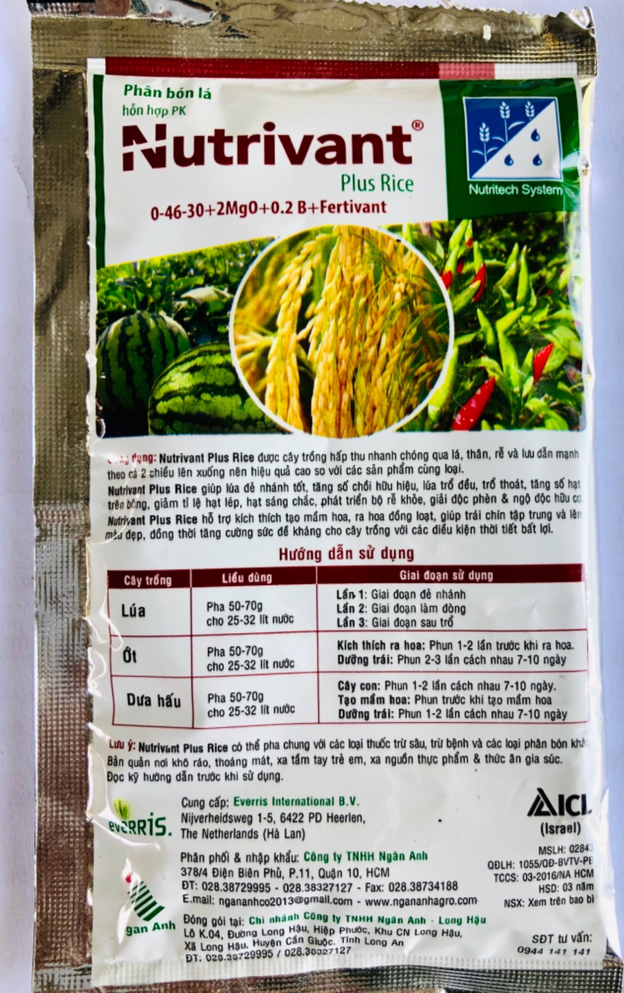Phân bón lá Nutrivant Plus Rice 70gr