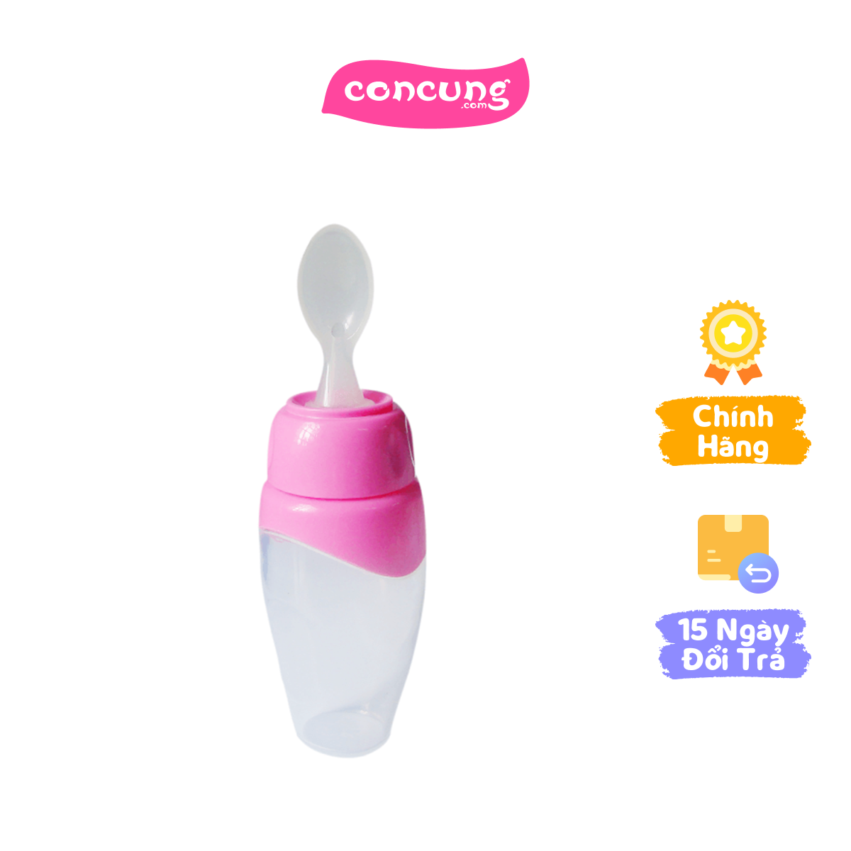 Bình muỗng ăn dặm silicone mềm 150ml, AM55103 (Hồng)