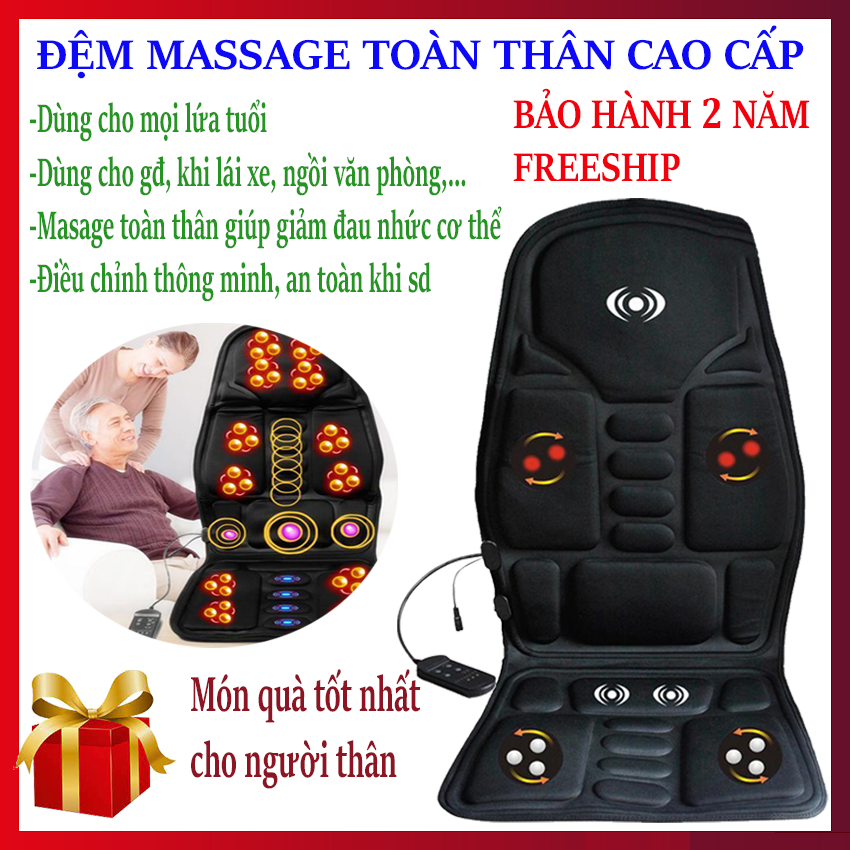 Đệm massage toàn thân cao cấp, Ghế massage toàn thân cho gia đình, Nệm mát xa ô tô, Sử dụng cho mọi lứa tuổi giúp giảm đau nhức cơ thể, lưu thông khí huyết, thư giãn cơ thể - Món quà ý nghĩa cho gia đình bạn