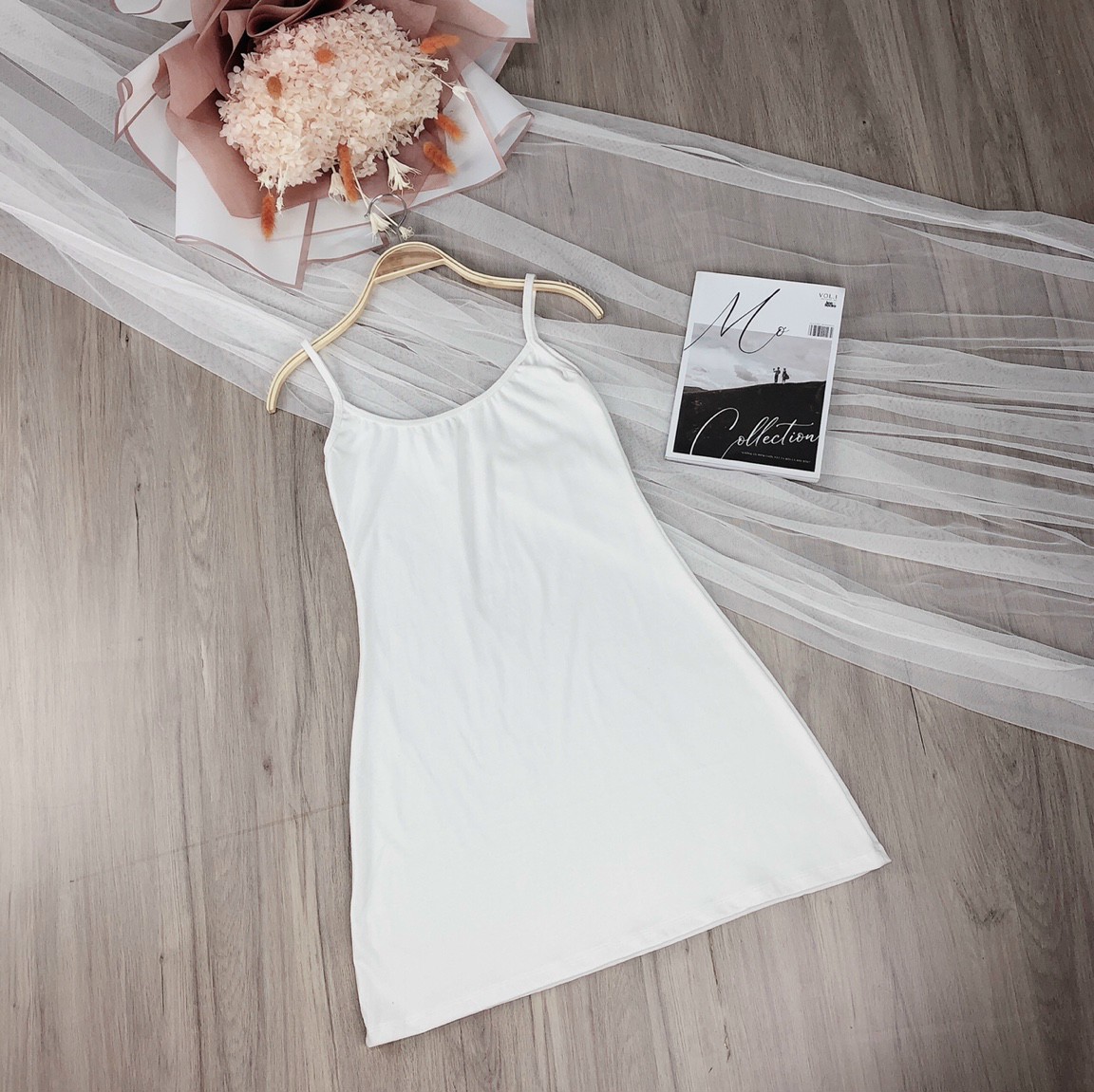 Đầm thun 2 dây xòe nhẹ dễ phối đồ - có bán đầm kèm áo croptop kiểu form chuẩn mẫu mặc TU