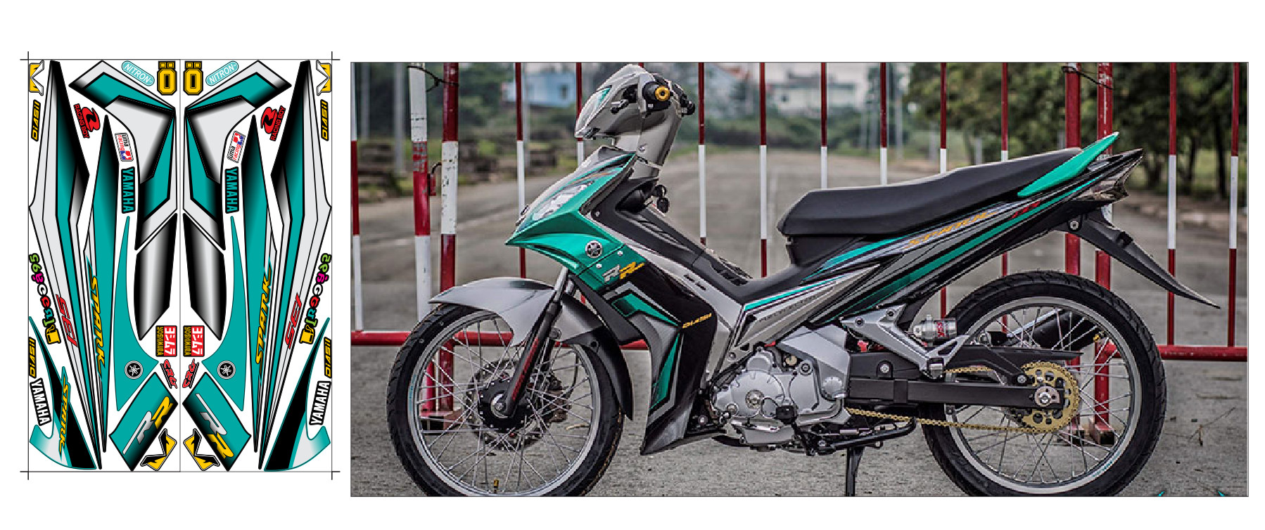 Tem Rời Exciter Spark 2010 Đen Xanh Ngọc