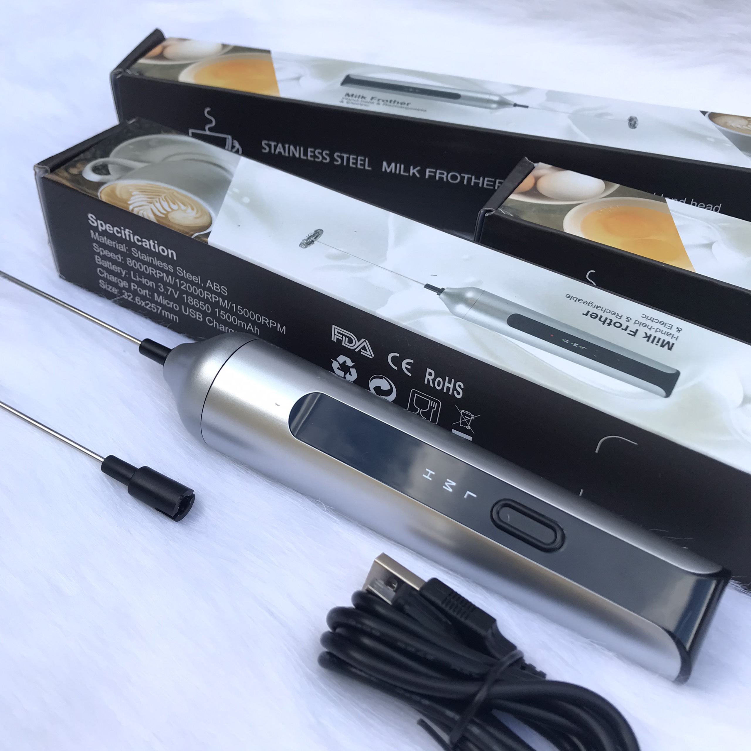 Máy tạo bọt, đánh bọt sữa Cafe cầm tay - Nguồn USB 2 que đánh