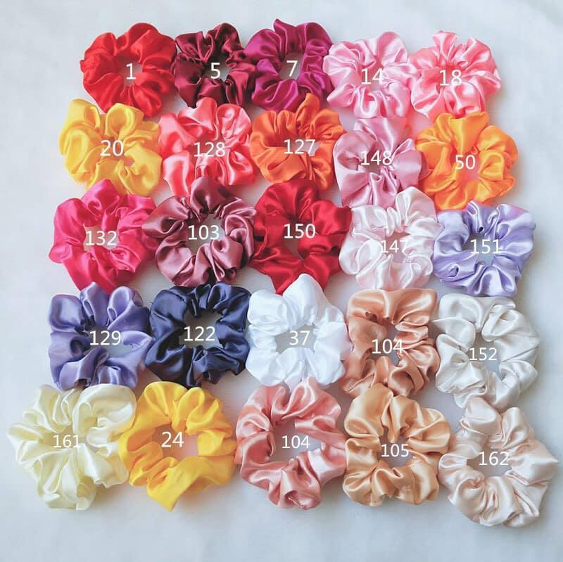 Cột Tóc Vải Dây Buộc Tóc Scrunchies Nhiều Màu Satin