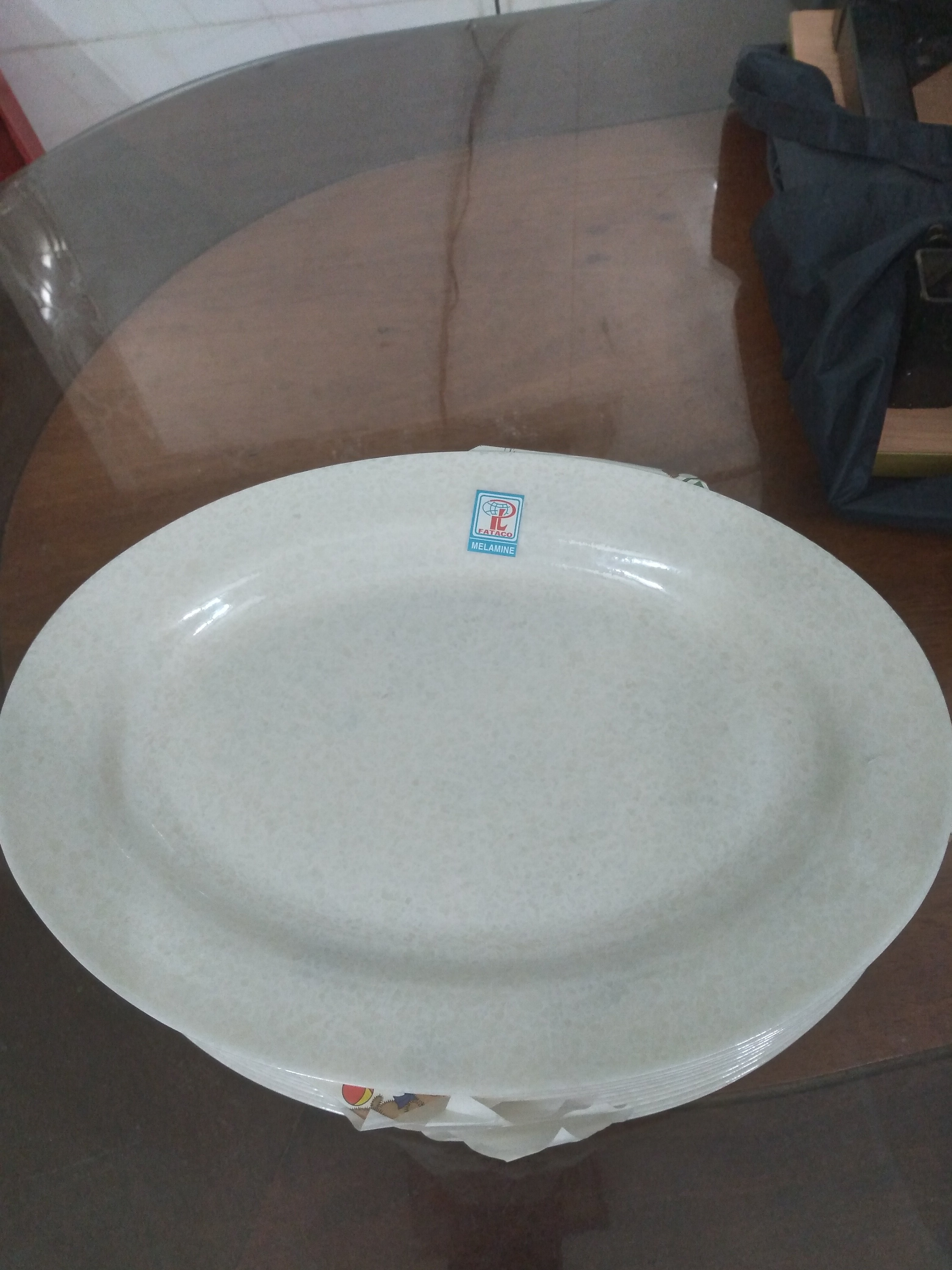 Dĩa hột xoài nhựa Melamine vân đá trắng
