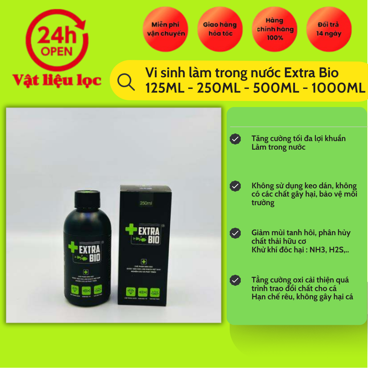 Men Vi Sinh Extra Bio làm trong nước bể cá - ExtraBio cao cấp cho cá cảnh
