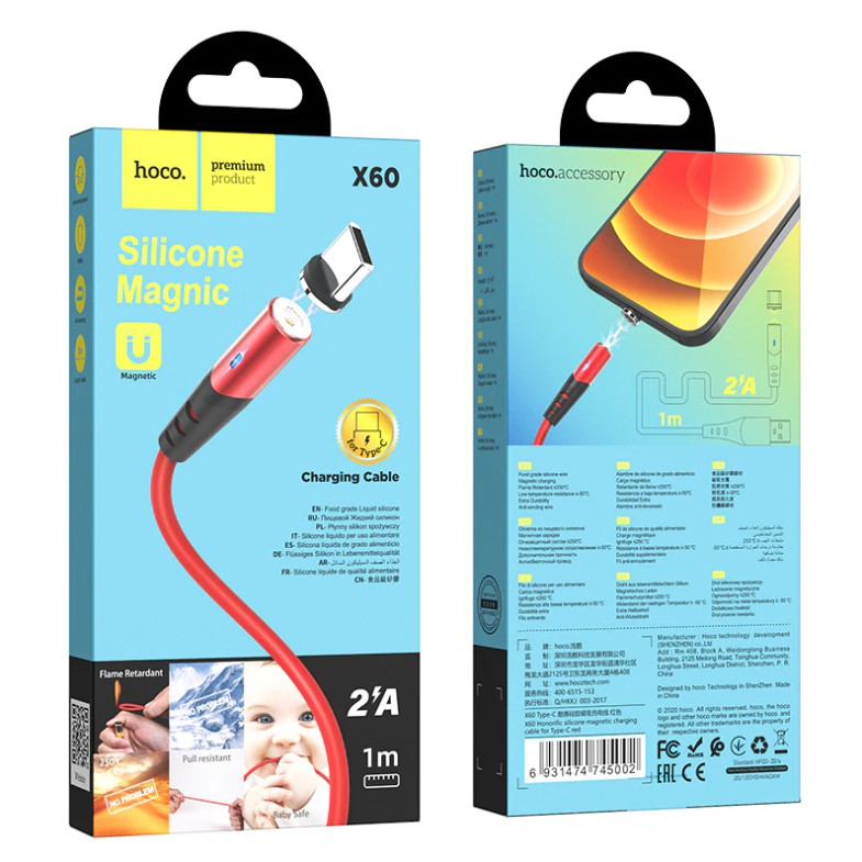 Cáp sạc nam châm HOCO X60 chân iPhone và Type C dài 1M