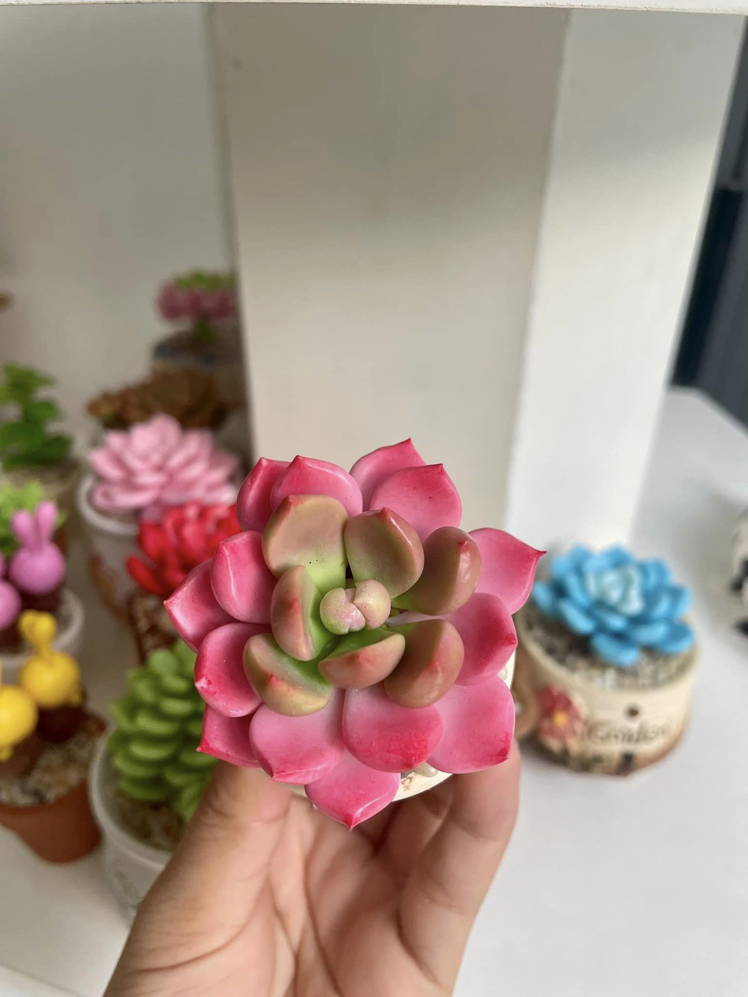 Chậu sen đá mini làm bằng đất sét đường kính 5cm