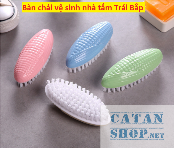 Bàn chải vệ sinh nhà tắm hình trái bắp và hạt đậu siêu dễ thương, Bàn chải Nhựa giặt đồ , chà chân, bàn chải chà sàn MÀU NGẪU NHIÊN