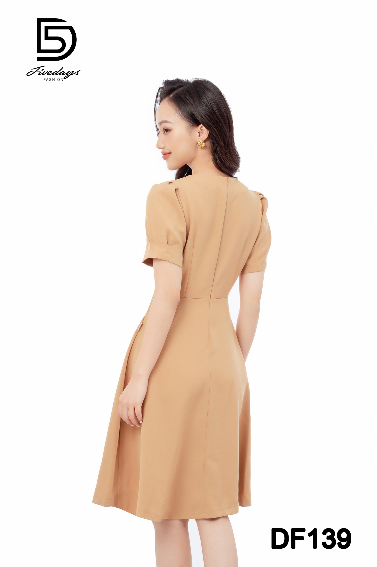 Đầm xoè cổ xếp ly FIVEDAYS