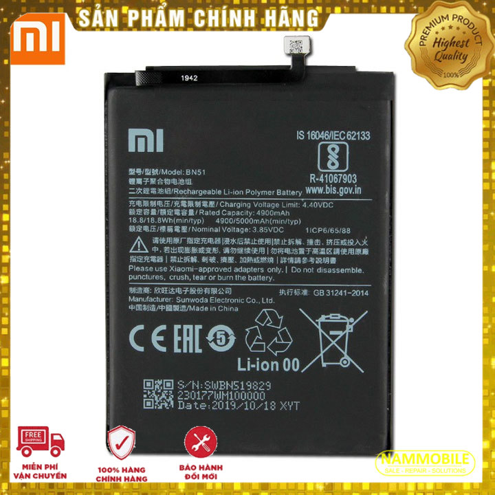 Pin xiaomi redmi 8 8a bn51 5000mah zin * tặng siêu dán pin