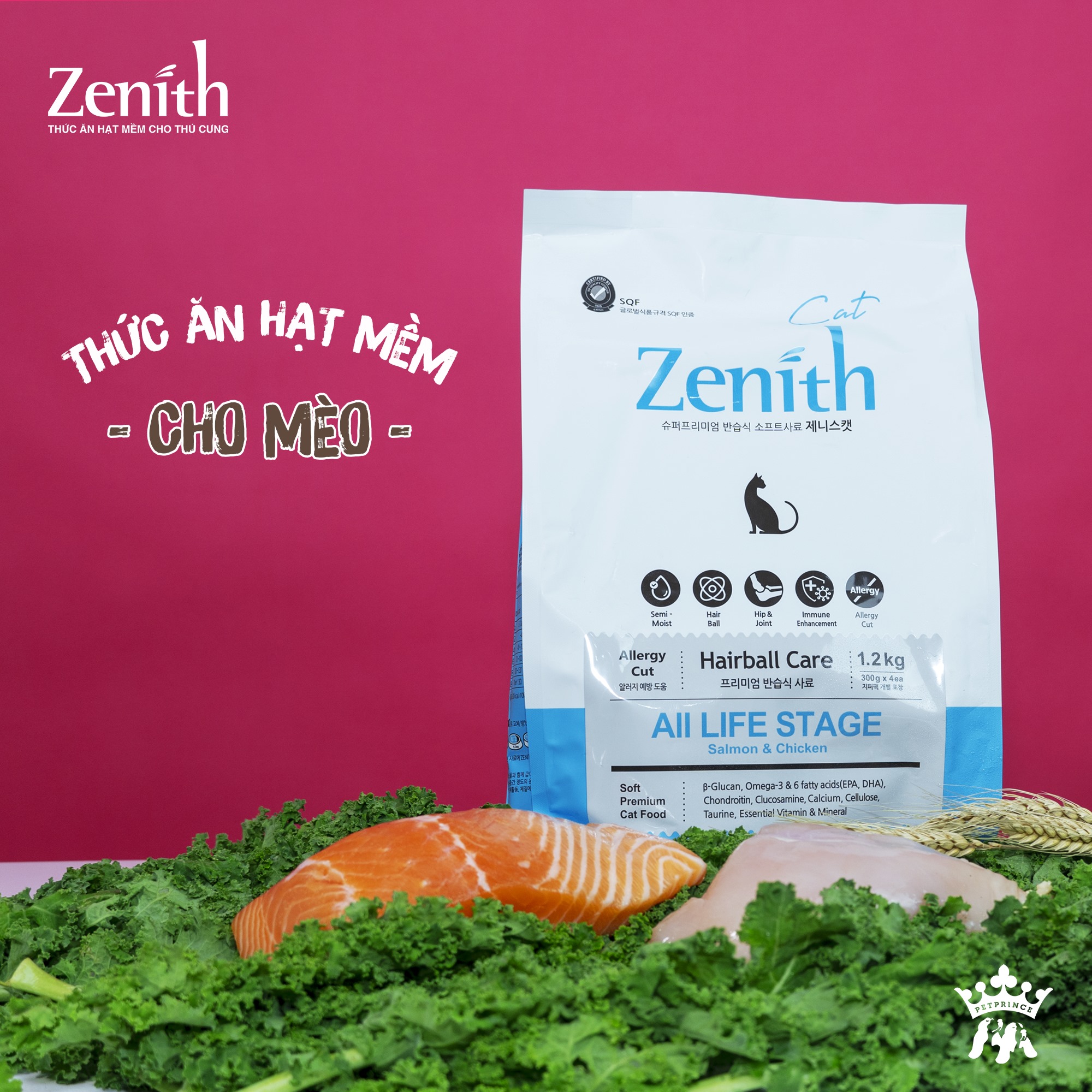 Thức ăn hạt mềm ZENITH cho mèo 300gr và 1.2kg