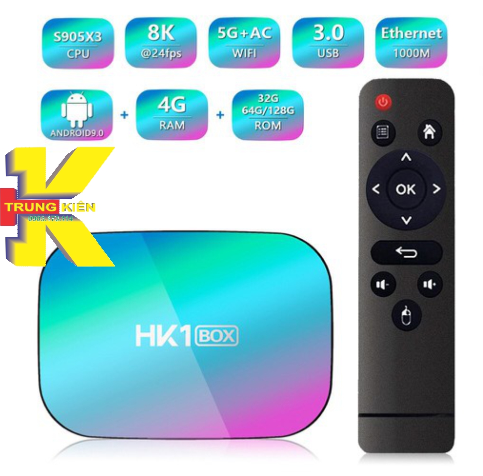 ANDROID HK1BOX ANDROID 9.0, 8K AMLOGIC S905X3 RAM 4GB/32G