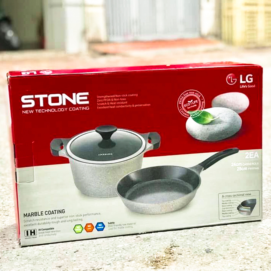 BỘ NỒI CHẢO LOCK&LOCK STONE dùng trên Bếp từ