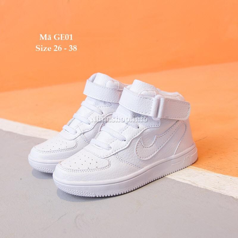Giày cổ cao cho bé trai và bé gái 3 - 12 tuổi GE01 trắng