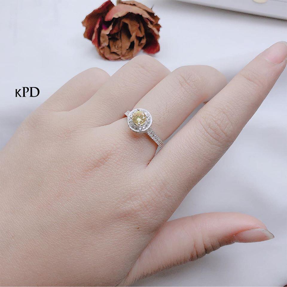 Nhẫn bạc Ý mặt đá tròn MS59