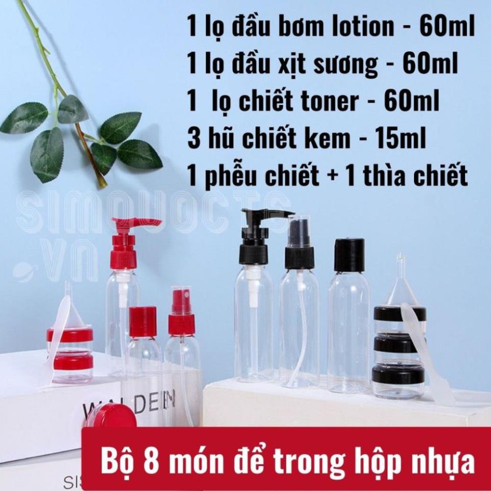 Bộ chiết mỹ phẩm 8 món kèm hộp nhựa