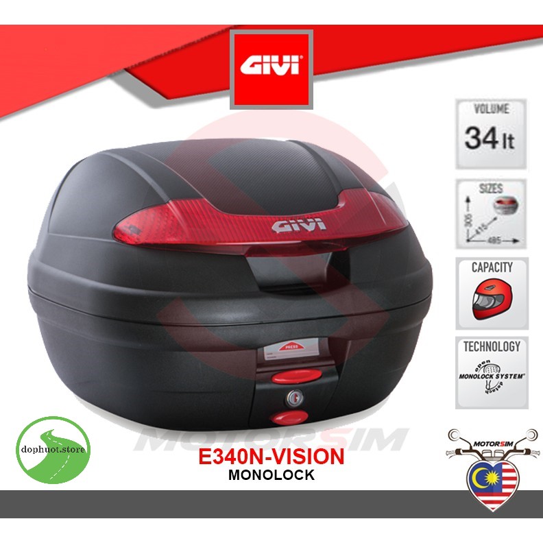 Thùng givi E340N chính hãng + đế MP70